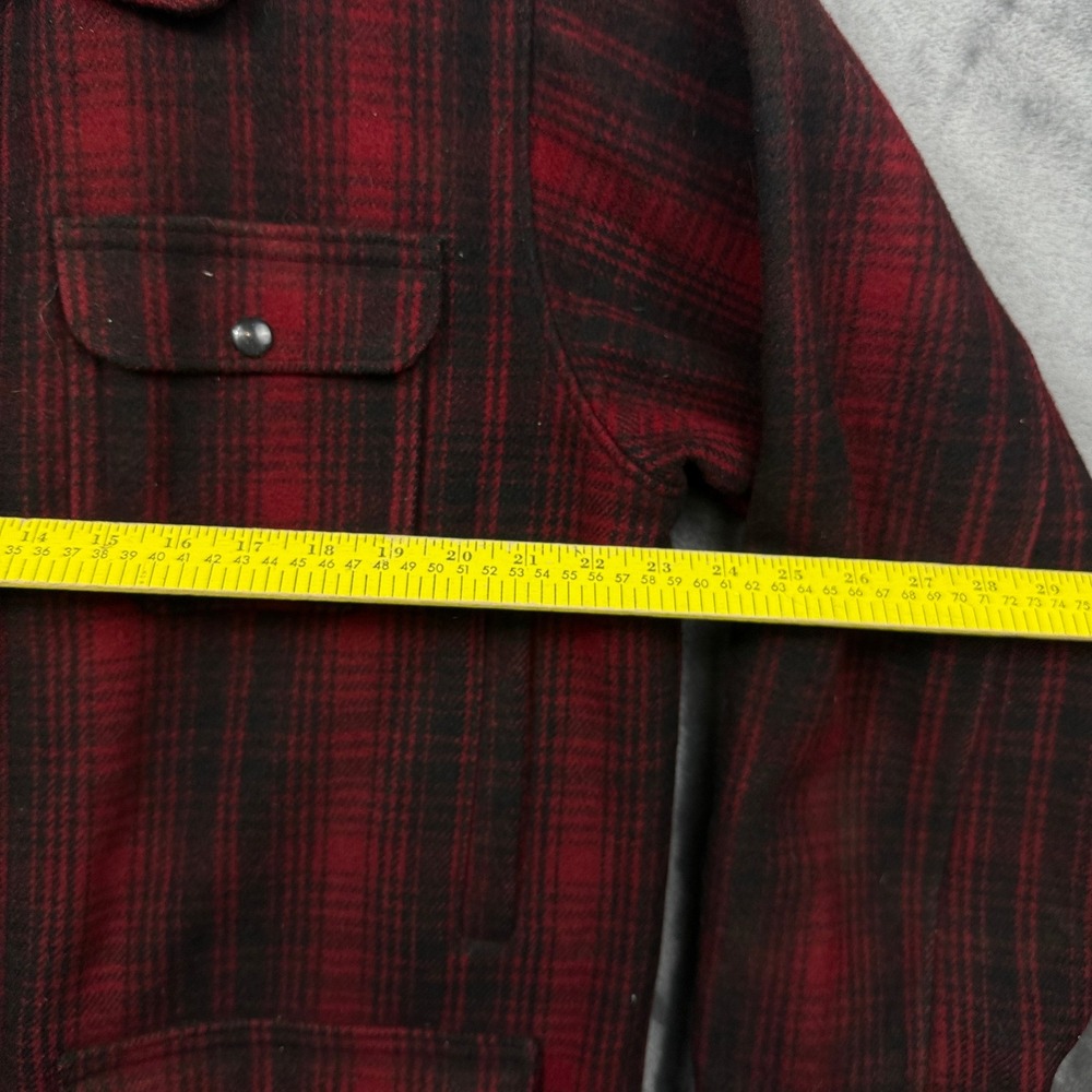 Woolrich Hunting Coat Mens 44 Red Black Plaid Wool Buffalo Check Vintage Jacket - Picture 3 of 7